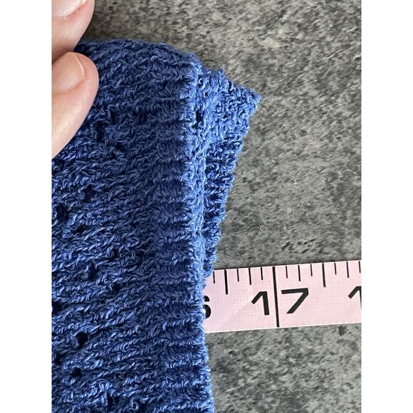 Pull & Bear Crochet Open Knit Cropped Sweater Size Medium Blue Casual Layering - Picture 5 of 6